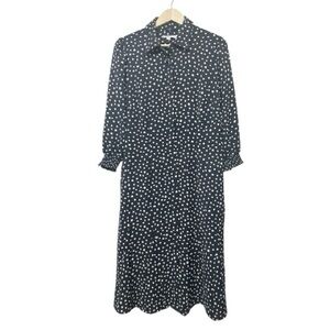 Chicos Black and White Polka Dot Midi Shirtdress - Size 8